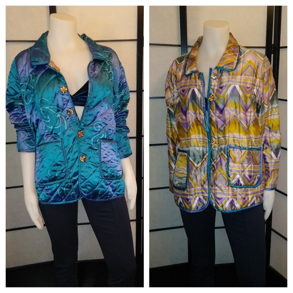 70's Vintage Reversible Silk Quilted Kimono Jacket